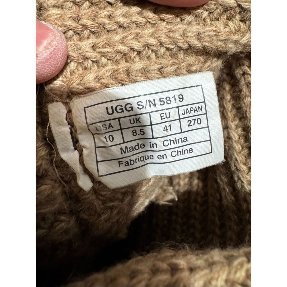 Sz 10 sweater knit tan/brown Cardy UGG boots tall or fold over wear - Picture 9 of 10